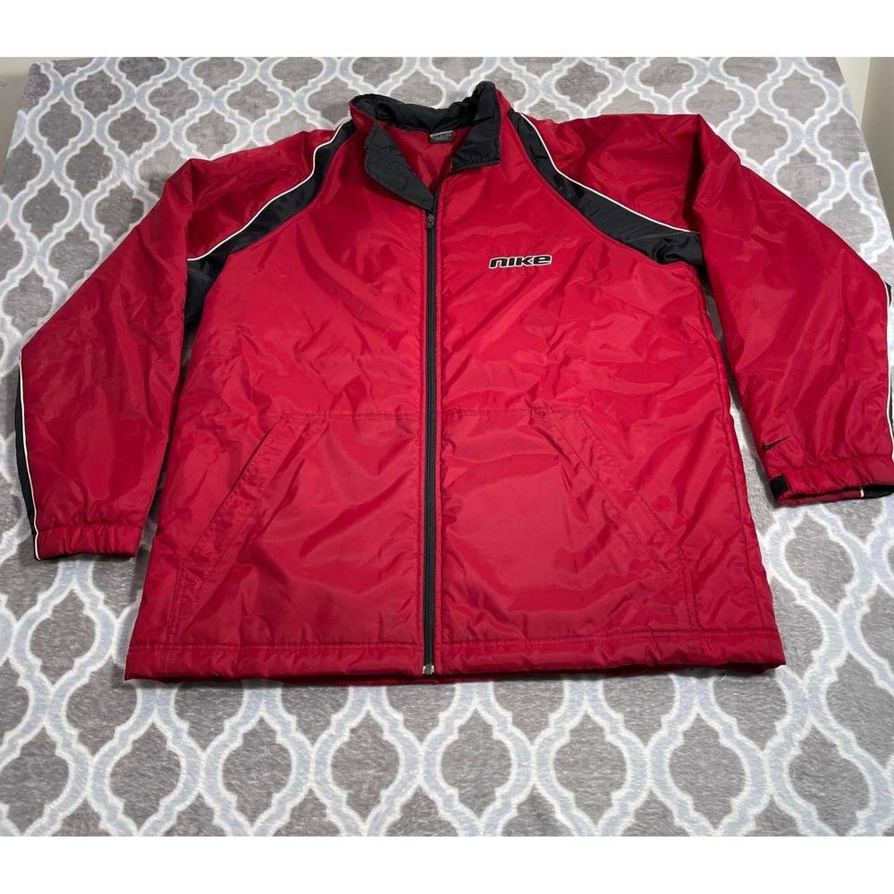 Vintage Nike Windbreaker Jacket Mens XL Red Black Full Zip Retro Logo